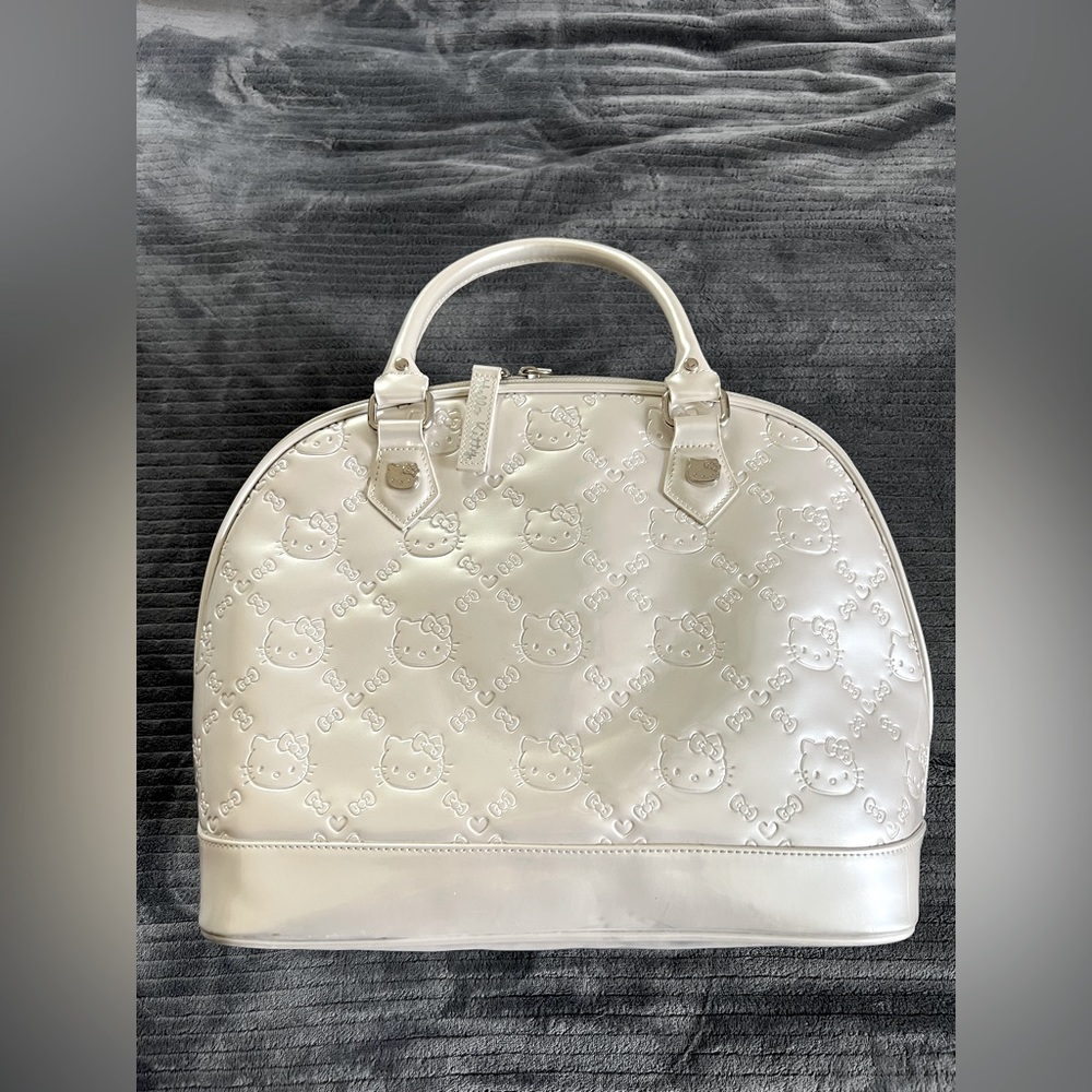 Hello Kitty Sanrio  White Patent Vintage Bowler Handbag